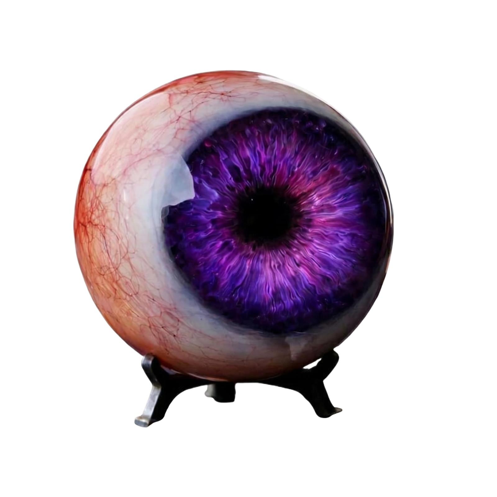 

Hyper Realistic Eye Decorative Sphere Glass Ornament for Home Office Desk Display Art Sculpture with Stand Unique Design 6 фиолетовый