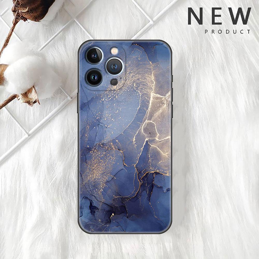 Case For Apple iPhone 11 13 12 14 Pro 7 Plus XR X XS Max 6 6S 13Pro SE 2022 Black Silicone Phone Funda Marble Pattern