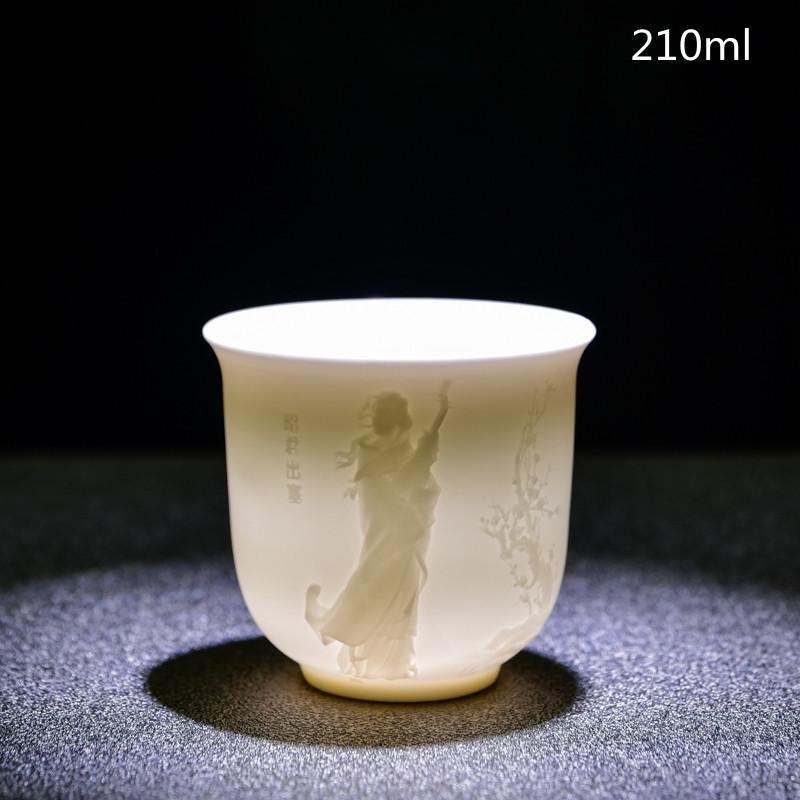 Ceai de ceai din portelan alb chinezesc de mana Bol de ceai in relief tridimensional pentru set de ceai de capacitate mare Accesorii Master Cup