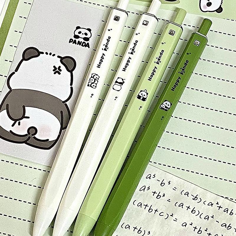 1/4Pcs Creative Cute Cartoon Panda Gradient Color Gel Pen Kawaii Student Stationery 0.5Mm Black Ink Pen School Office Supplies