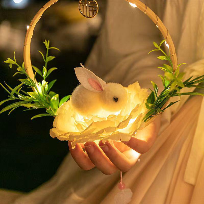 Children's DIY Mid-Autumn Festival Rabbit Lantern Kit: Jade Rabbit & Lotus Design