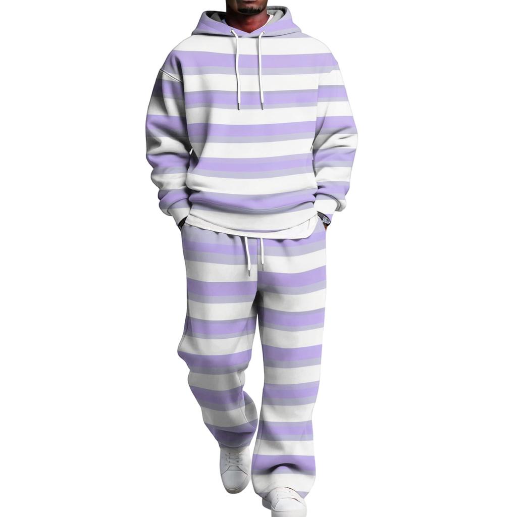 Completo casual da uomo con felpa con cappuccio a strati e pantaloni cargo con elastico in vita