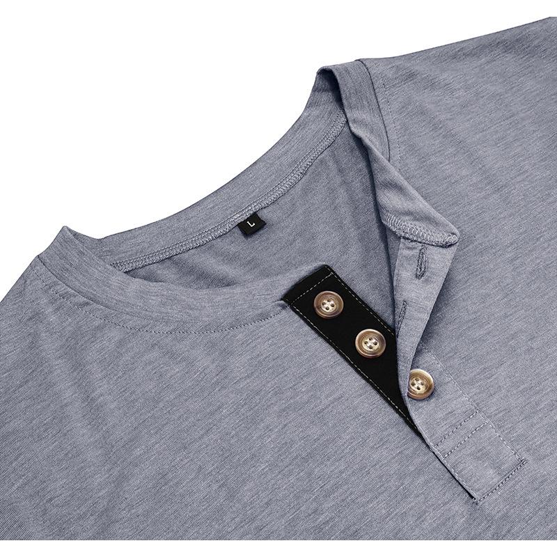 Men's Long-Sleeve Henley Crew Neck T-Shirt for Autumn and Winter