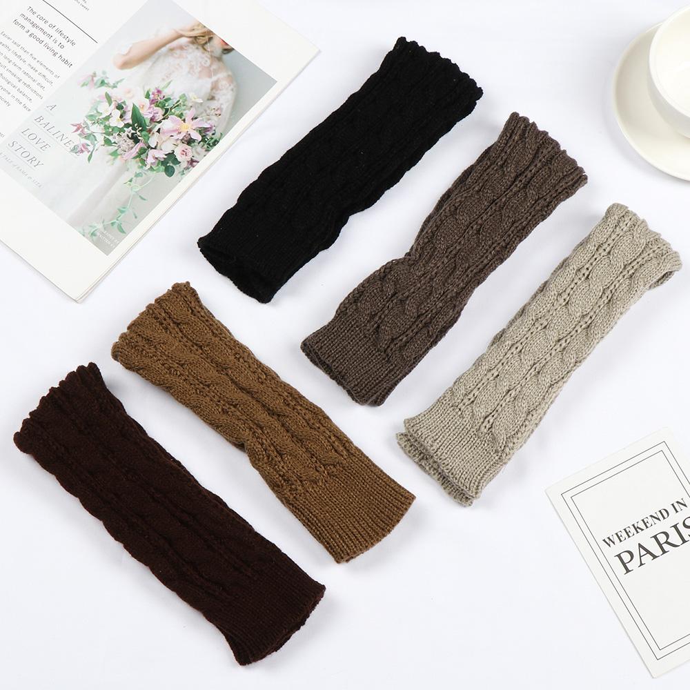 Length 50cm Button Autumn Winter Spring Arm Warmers Wool Mittens Knitted Gloves Long Gloves