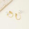 Elegant Geometric White Pearl Earrings for Women - Trendy Cold-Tone Ear Hooks