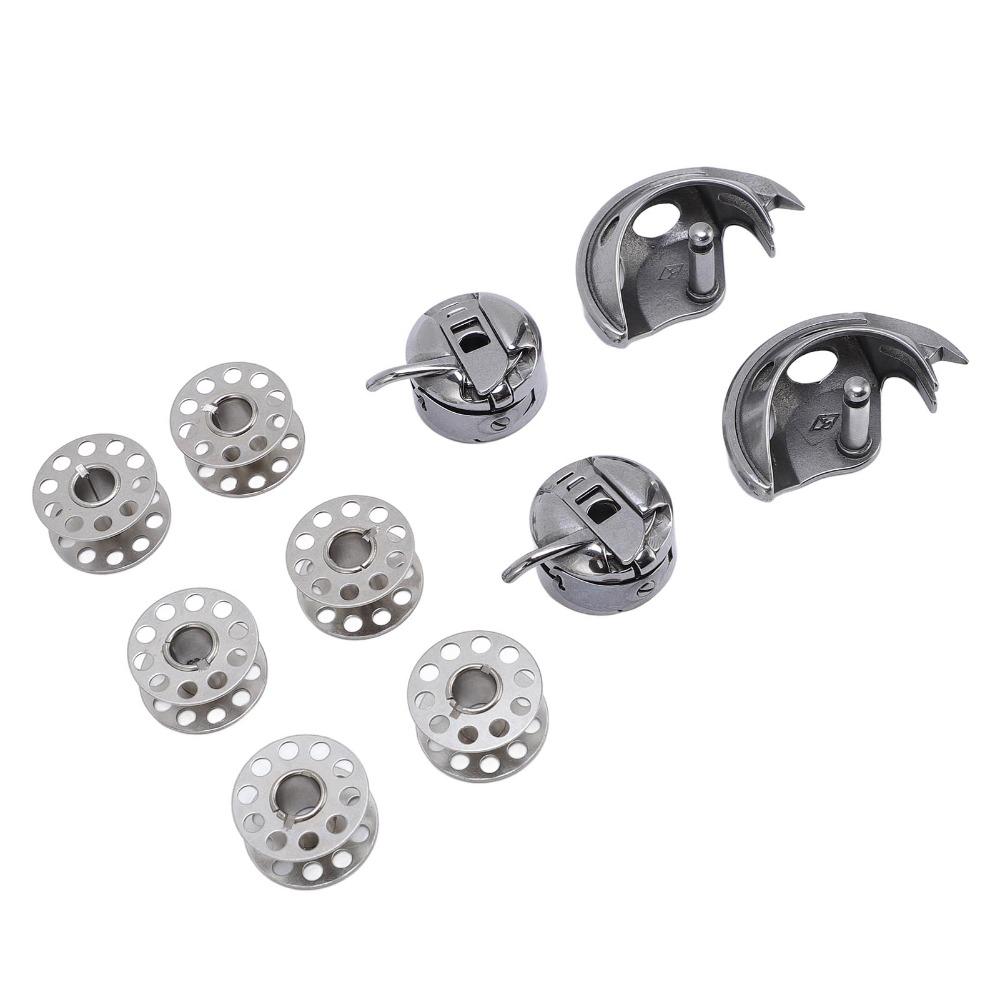 10pcs Hook Race Sewing Machine Bobbins Silver Precision Bobbin Case Iron Compatible Parts Shuttle Hook Household