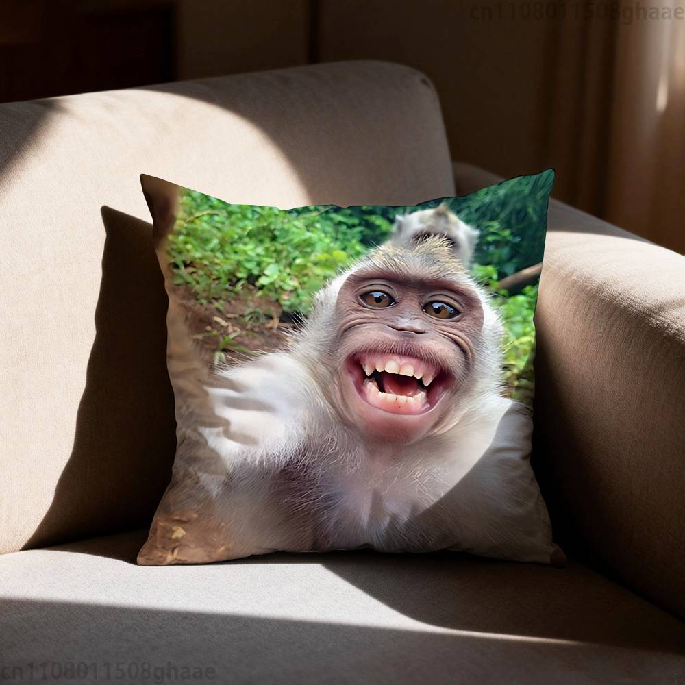 Funny Cute Monkey Pillow Case Sofa Living Room Bedroom Headboard Backrest Cushion Square Cushion Nap Time