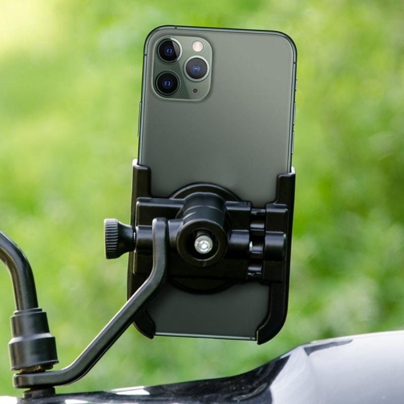 Metal Phone Mount Holder Support for Electric Bike Mirrors with 360 Degree Rotatable Design for Various Smartphone Size