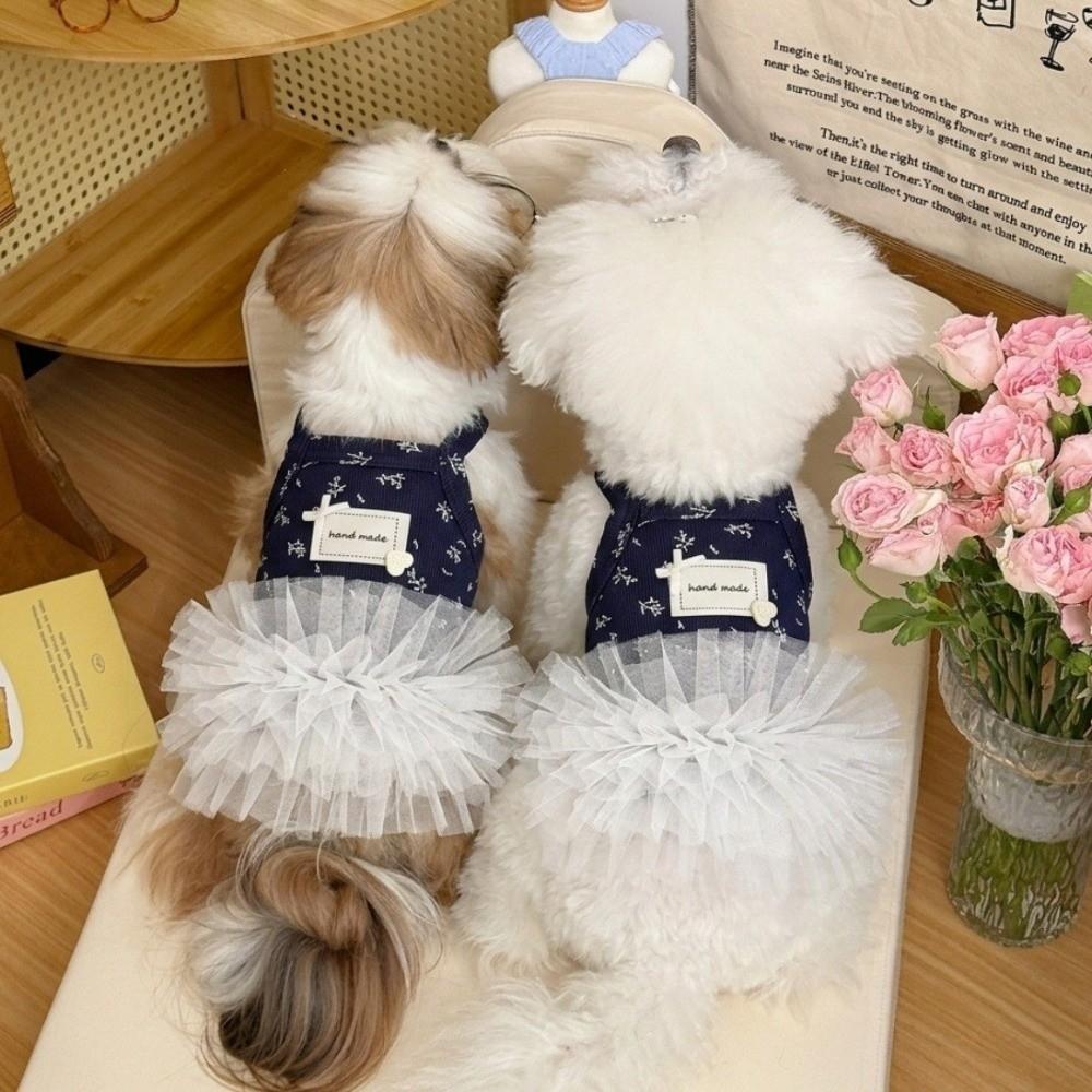 Small Flowers Puppy Tutu Dress Korean Style Pet Apparel New Dog Princess Dress for Kittens
