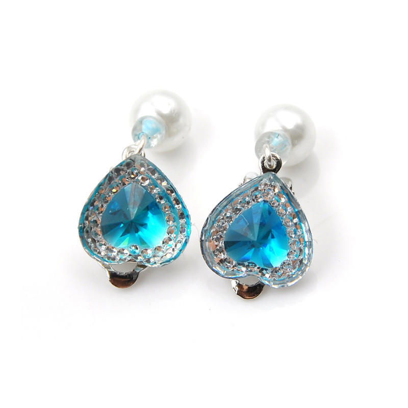1Pair Kids Girls Heart Rhinestone No Piercing Ear Clip Earring Jewelry Xmas Gift Cute