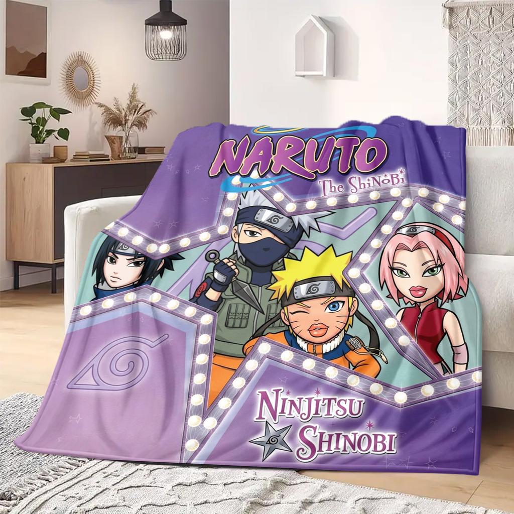 Naruto Cartoon Warm Comfortable Flannel Blanket - Printed, For Bedrooms, Sofas, Beds, Chairs, Picnics, Travel -HE12