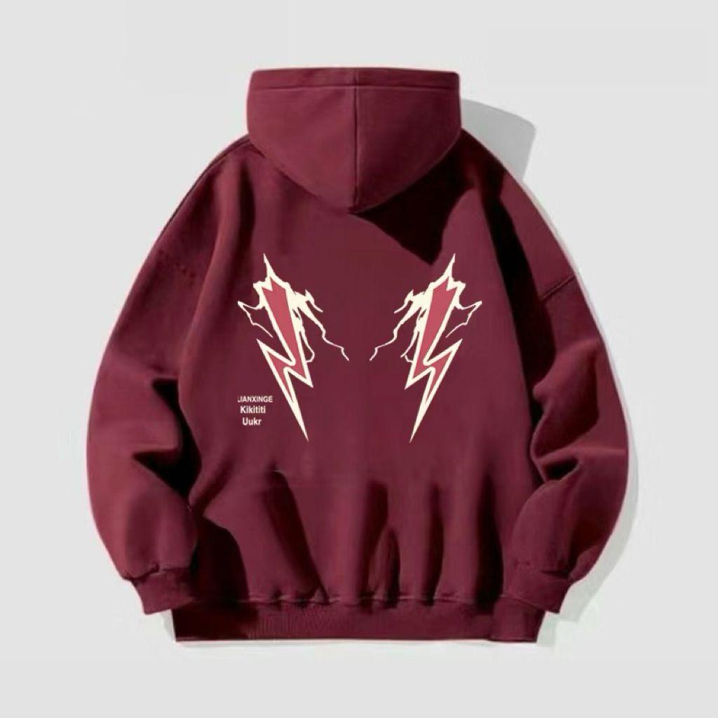 Silver Fox American College Style Blitzgedruckter Hoodie für Männer und Frauen, vielseitig für Herbst und Winter, ins lockere Jacke