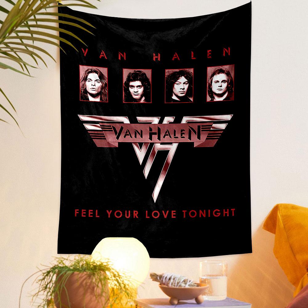 Van Halen Feel Your Love Tonight Tapestry Wall Hanging, Classic Rock Band Art, Retro Music Wall Decor for Bedroom Living Room Dorm
