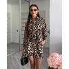 Sommer Europäischer und Amerikanischer Anzug Damen Leopardenmuster Langarm Strickjacke Hemd Damen Shorts Amazon Damen Zweiteiler