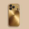 Golden Love Heart Pattern Gold Metallic Paint Glass Phone Case For iPhone 17 Pro Max 11 12 13 14 15 16 Plus 17Air 16E Cover