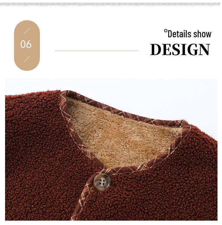 Autumn & Winter Women's Lambswool Leather-Fur Coat with Fleece, Short Style for Mid-to-Older Age