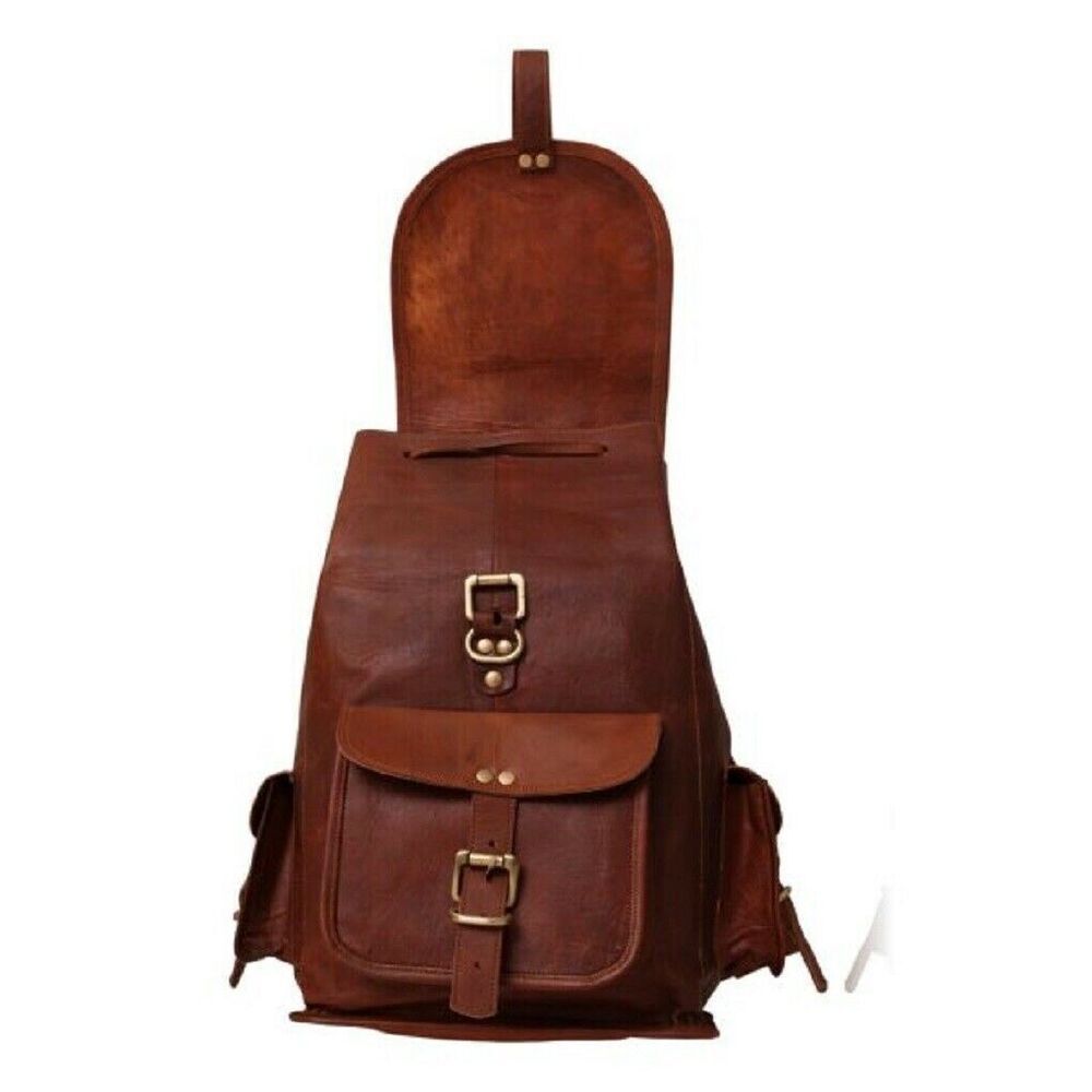 Reiserucksack aus echtem Ziegenleder | Vintage-Laptop-Rucksack aus Leder für Herren