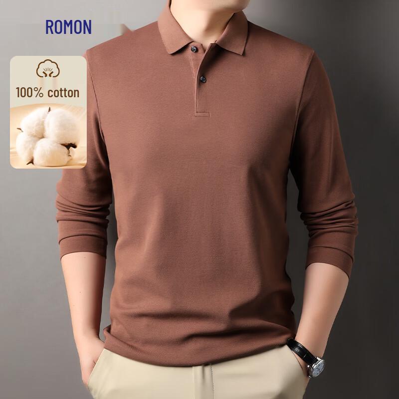 

Luomeng Men s 100% Cotton Long-Sleeve Polo T-Shirt L