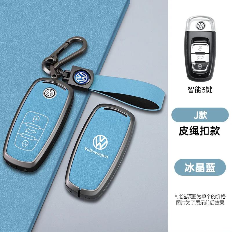 VW GTI GOLF 2026 Hot For VW VOLKSWAGEN Zinc Alloy Leather Car Key Case Cover Holder Shell Fob For VW Tiguan Touran Caddy Beetle 