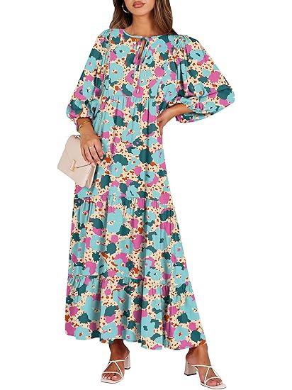 2023 Autumn New Independent Station Hot-selling Geometric Printing Bubble Sleeve Dress Street Fried Street Large Size Women's Clothing