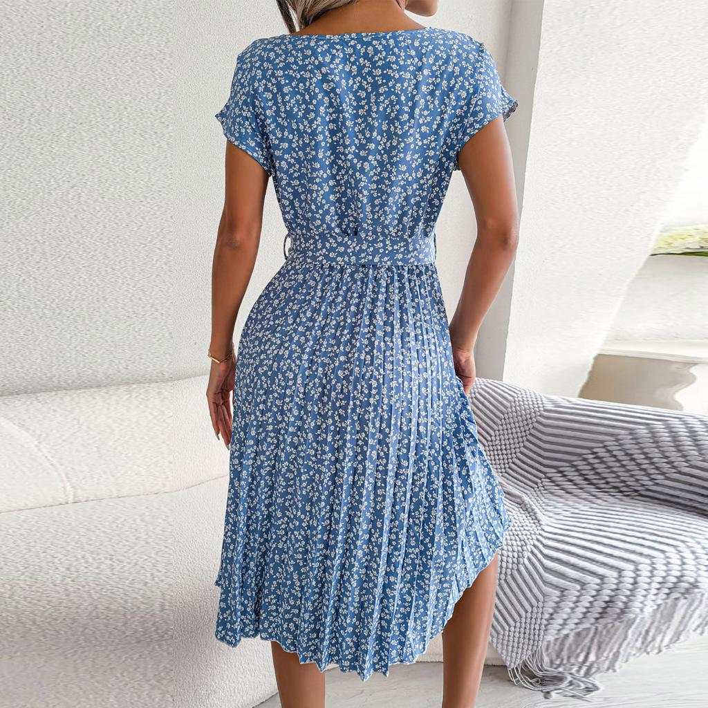 Fashion Women's Summer Round Neck Casual Fashion Printed Pullover  Dress