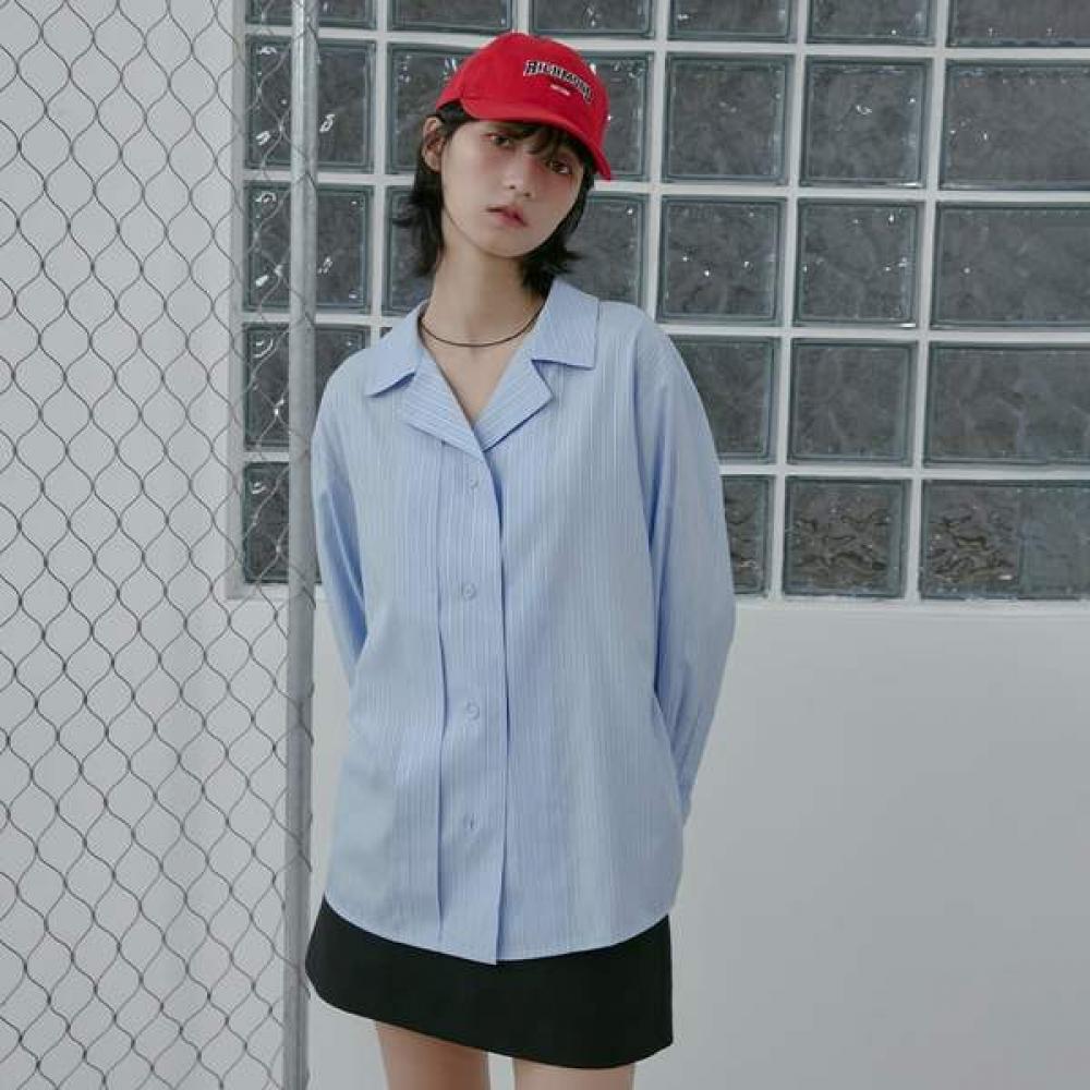 

Lap Stripe Shirt With Back Slit As1wb267 SB (sky blue)/FF