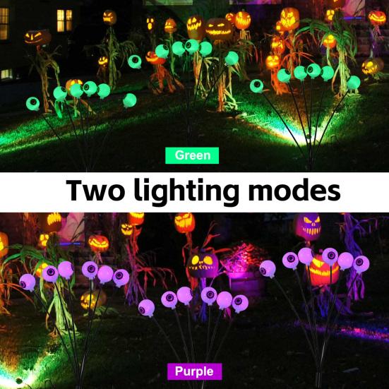 Solar Eyeball Lights Halloween Outdoor Stake Lights Colorful Glowing Ghost Eye Design Waterproof Decorative