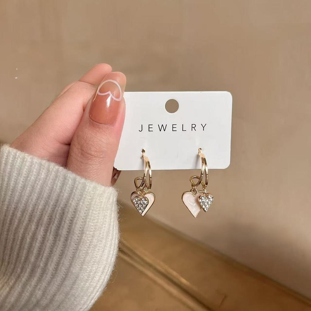 Vintage Hohl Zirkon Herz Ohrringe für Damen Strass Gold Farbe Herz Tropfen Ohrring Luxus Hochzeit Paar Schmuck Geschenke