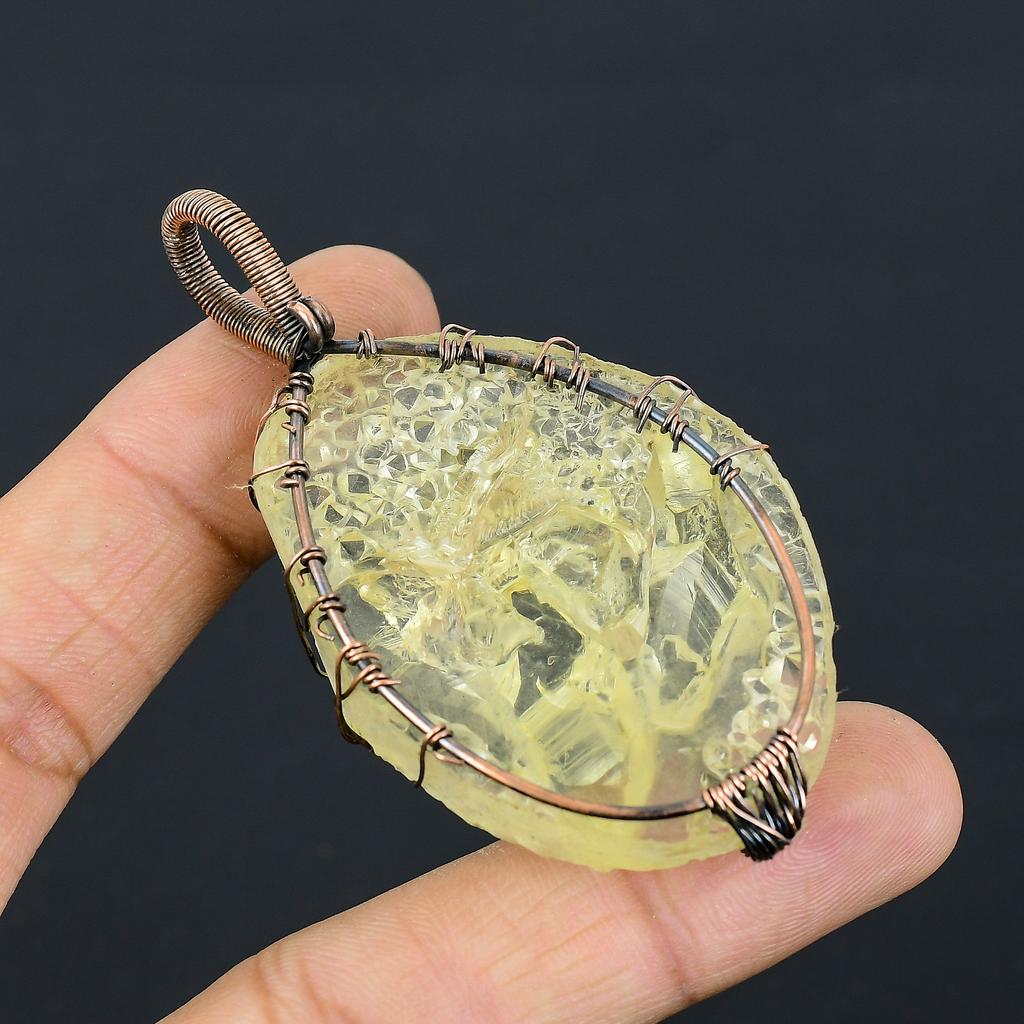 Cuarț natural dur, piatră prețioasă din sârmă de cupru, 2,76" s5T43