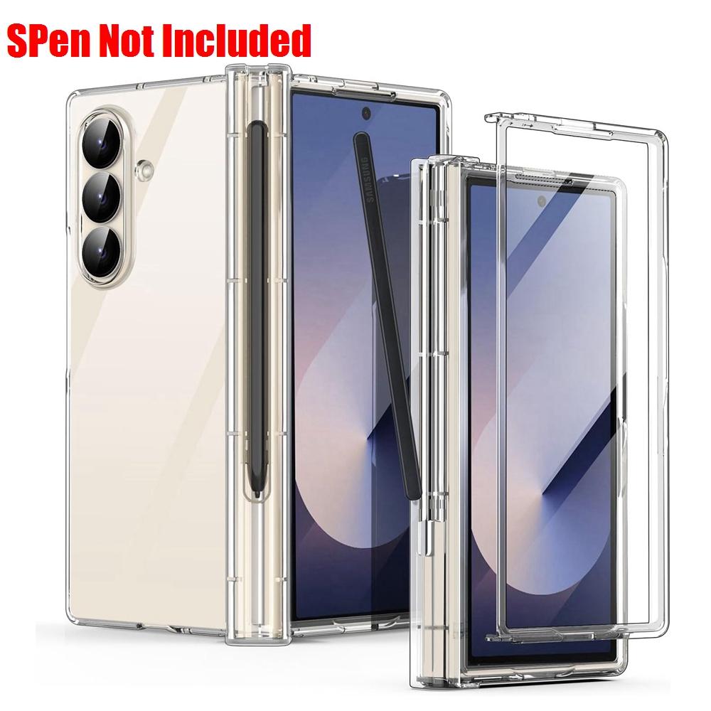 For Samsung Galaxy Z Fold 7 Case Clear Built-in Screen Protector S Pen Holder Full Body Cover for Samsung Galaxy Z Fold 6 5 4 3