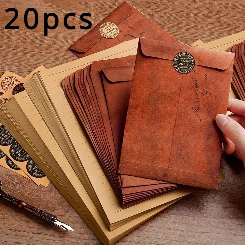10/20 szt. Vintage Koperty z Papieru Kraft na Zaproszenia Ślubne, Kartki Imprezowe, Artykuły Papiernicze. Wielofunkcyjne Koperty w Stylu Retro.