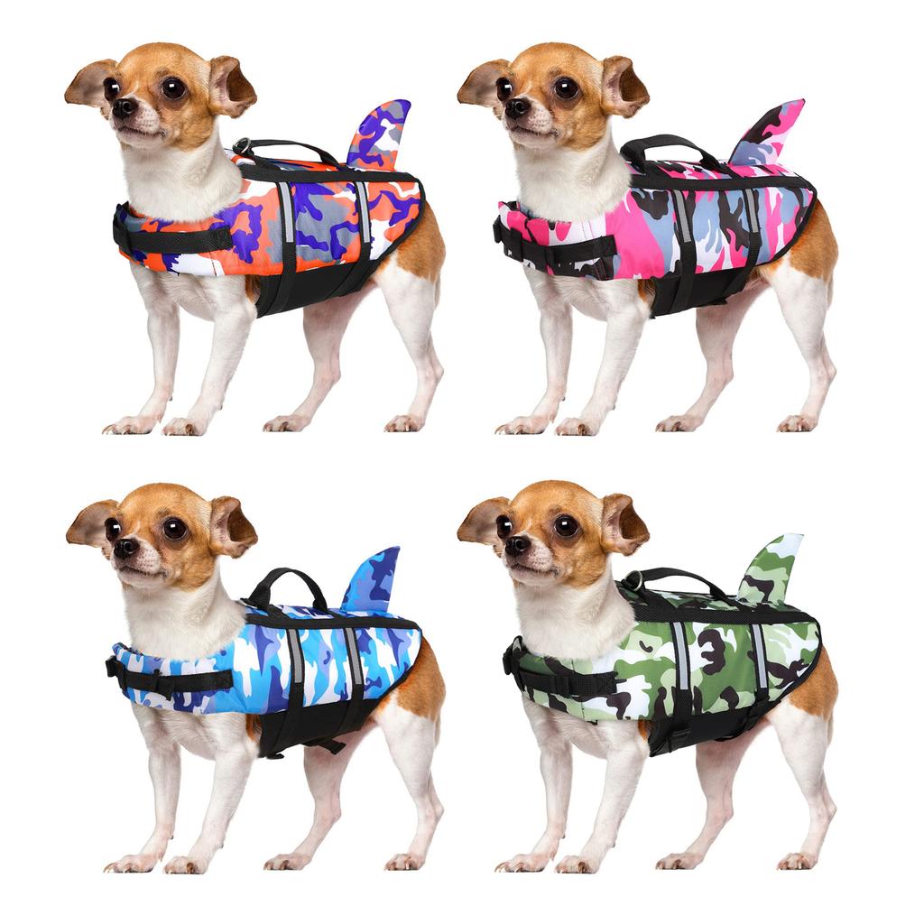 Dog Life Vest Safety Swimsuit Save Handle for Small Medium Dogs Swimming Vest with Reflective Stripes Flotation Suit