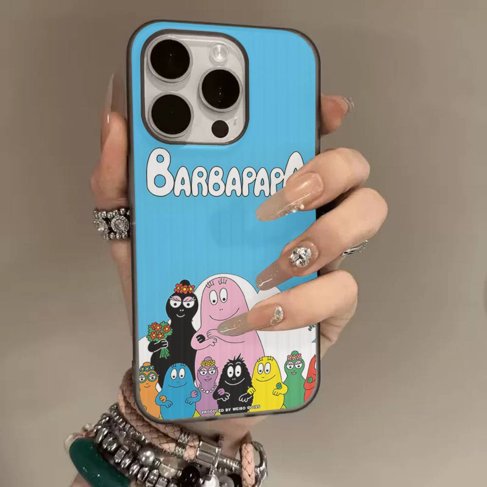Cartoon Barbapapa Phone Case For IPhone 17 16 15 14 13 12 11 Corrugated Frosted Soft Cover Anti-Slip