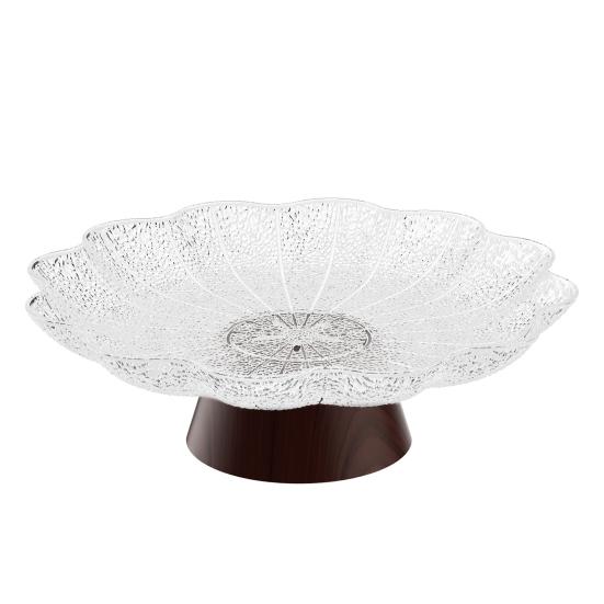 

Прозрачная фруктовница на деревянной подставке Современный поднос для гостиной, журнального столика, кухни. Закуска с узором «лепесток-молоток»