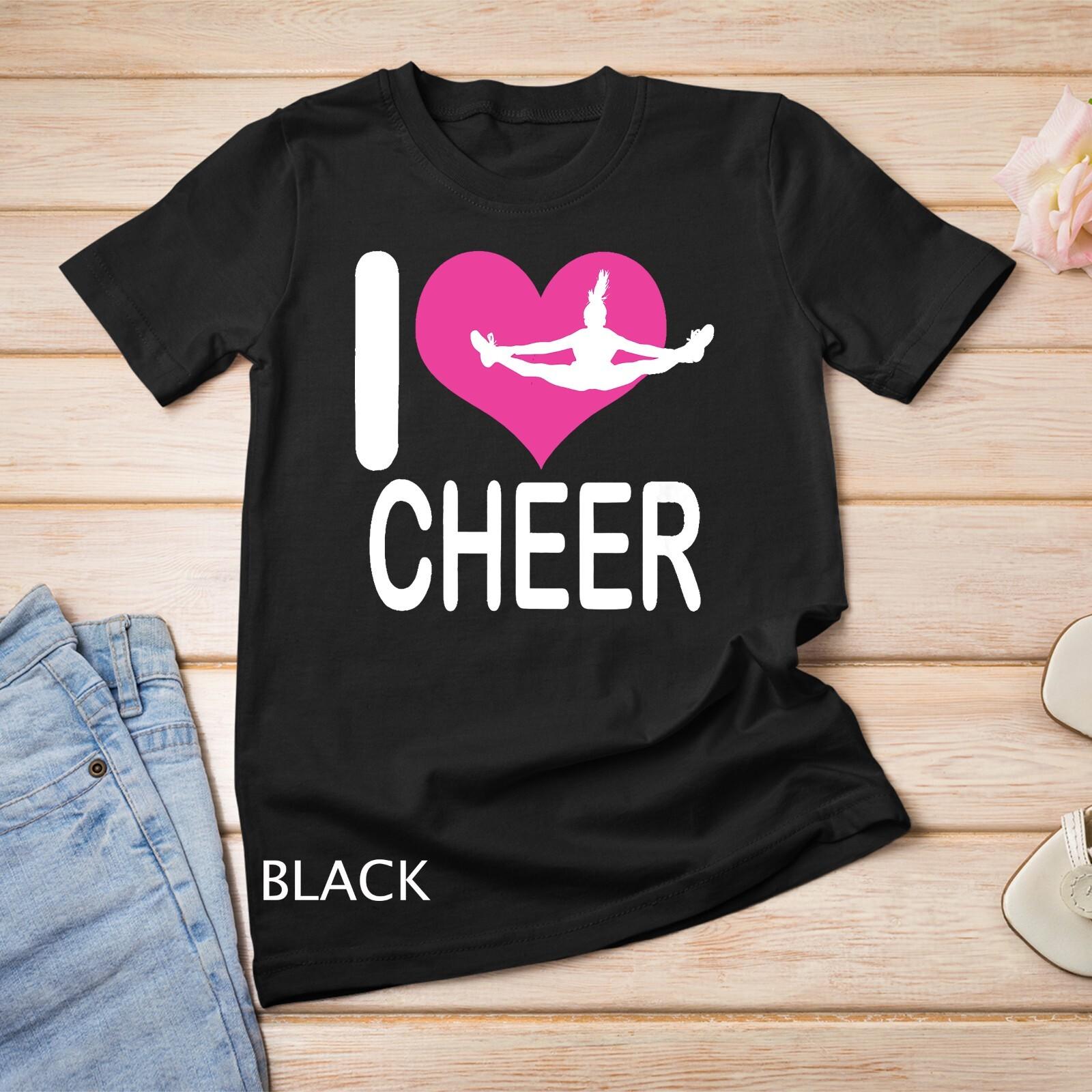 Cheerleading T-Shirt Mens Womens Tees Top I Love Cheer Cheerleader Unisex T-Shirt Mens Womens Tees Top S