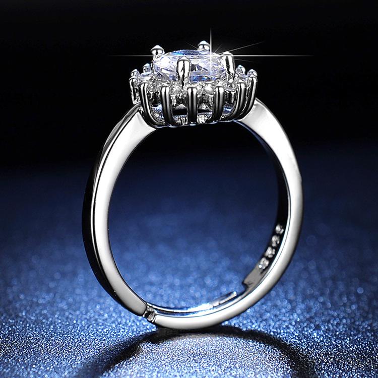 Moissanit Sonnenblumen Diamantring - Ein Karat, Damen Live-Stream Kollektion