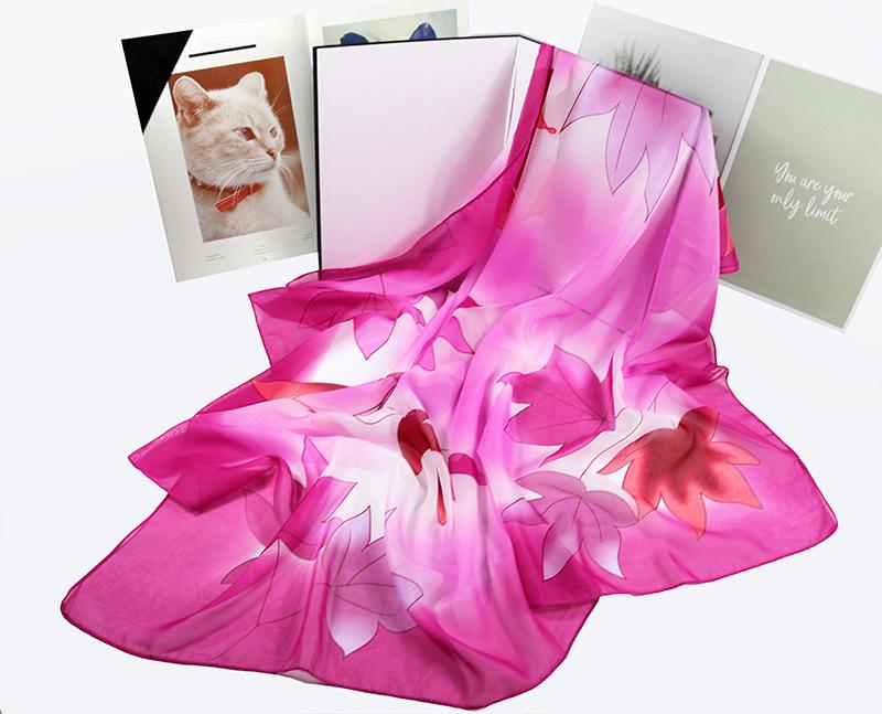 Large 95cm Square Korean Silk Chiffon Scarf for Women - Printed Neck or Head Scarf