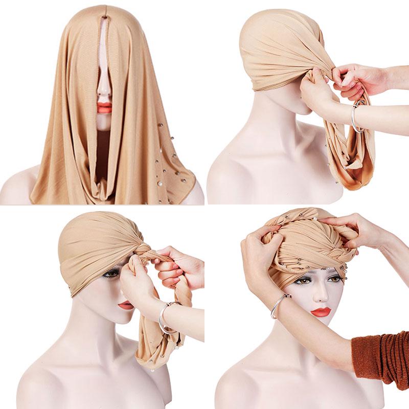 Hijab musulmano da donna perlato copricapo cover sciarpa elastico turbante  cappello indiano chemio cappuccio acquista in modo economico — spedizione  gratuita, recensioni reali con foto — Joom