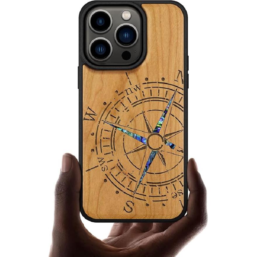 

Carveit Designer Wooden Protective Magnetic Case for iPhone 14 Pro Case [Wood Engraving & Shell Inlay] Unique Wood Phone Cover Compatible with 14 Pro iPhone 14 Pro (6.1 inch)