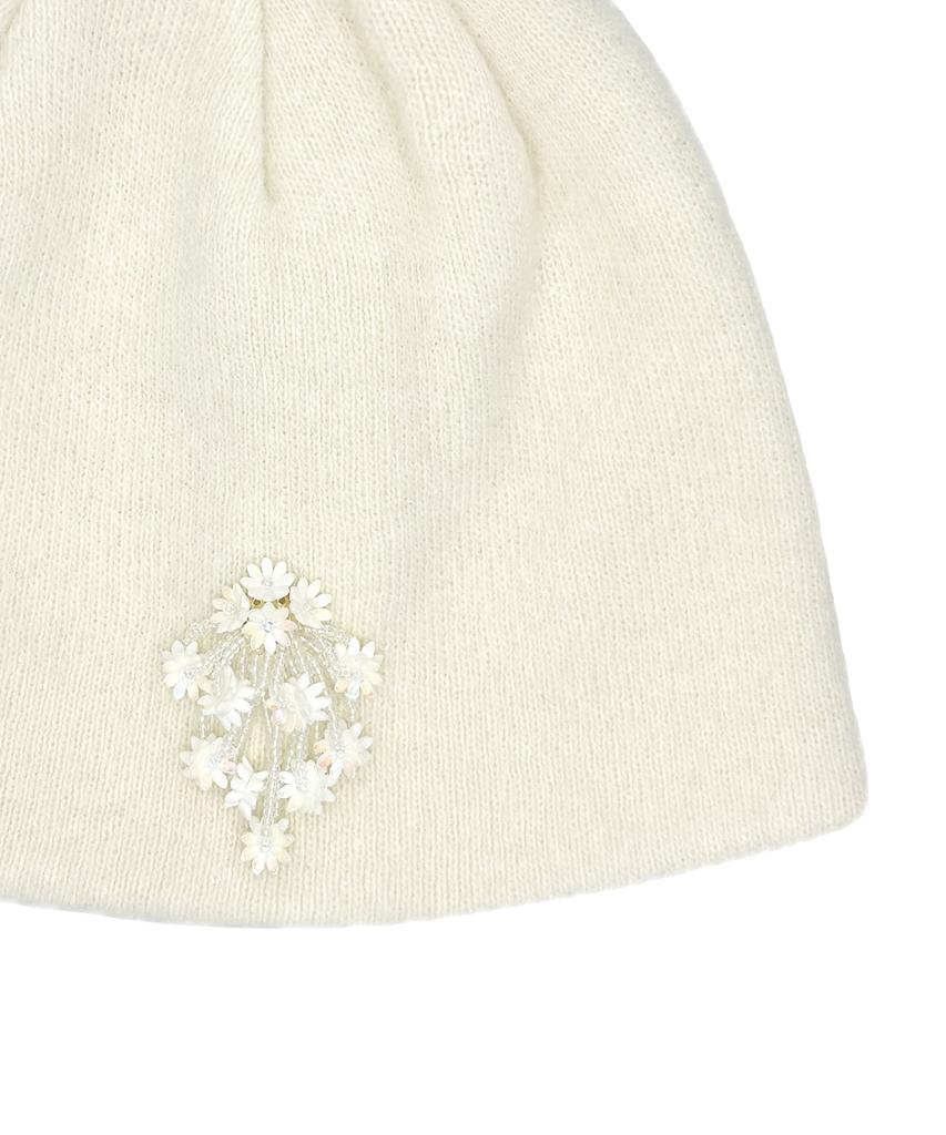 OTHER-worldly Drop Beads Angora Short Beanie [Ivory]