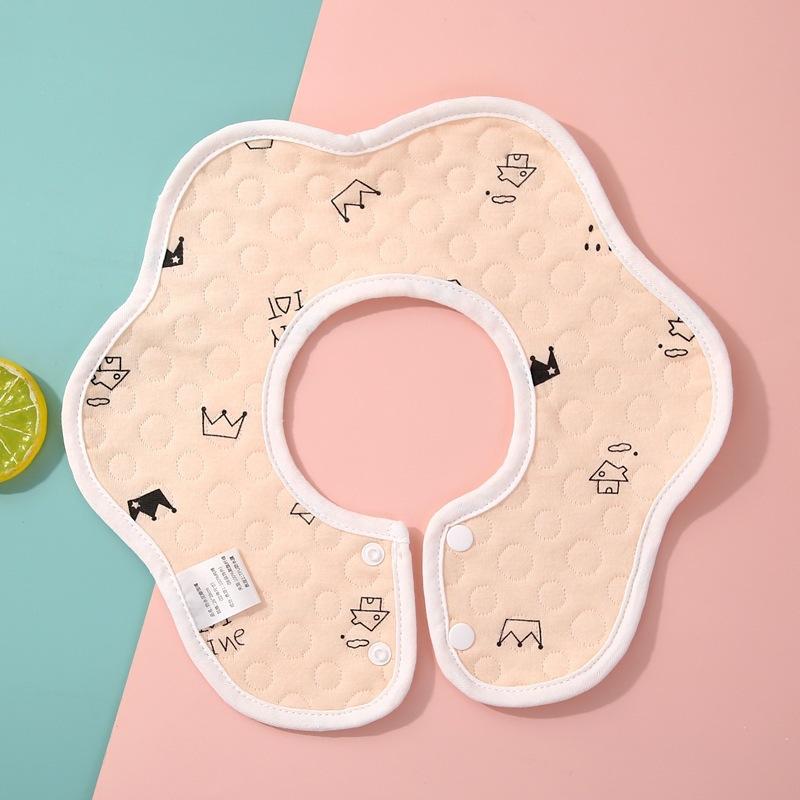Baby Saliva Towel Class A Four-Layer Crepe Cartoon Snap-Button Bib Baby Triangle Scarf Newborn Bib