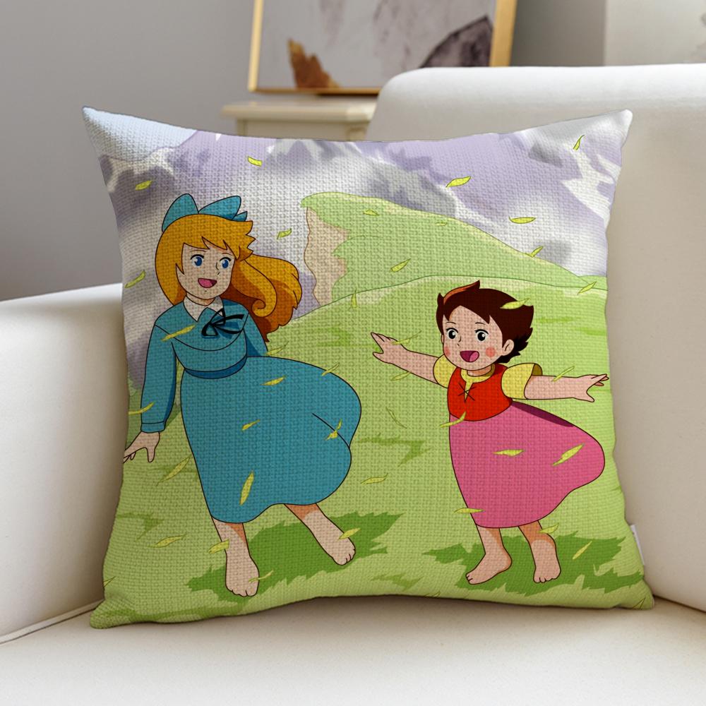 HHeidi Girl of the AlpsS Cushion Cover Breathable and skinfriendly linen pillowcase square removable and washable cushion