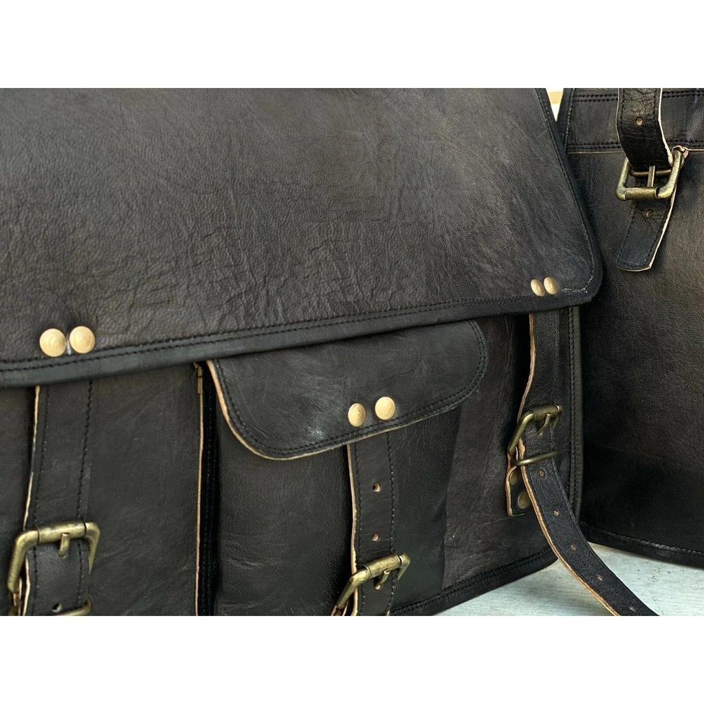 Motorcycle Leather Saddlebags Panniers Pouch Side