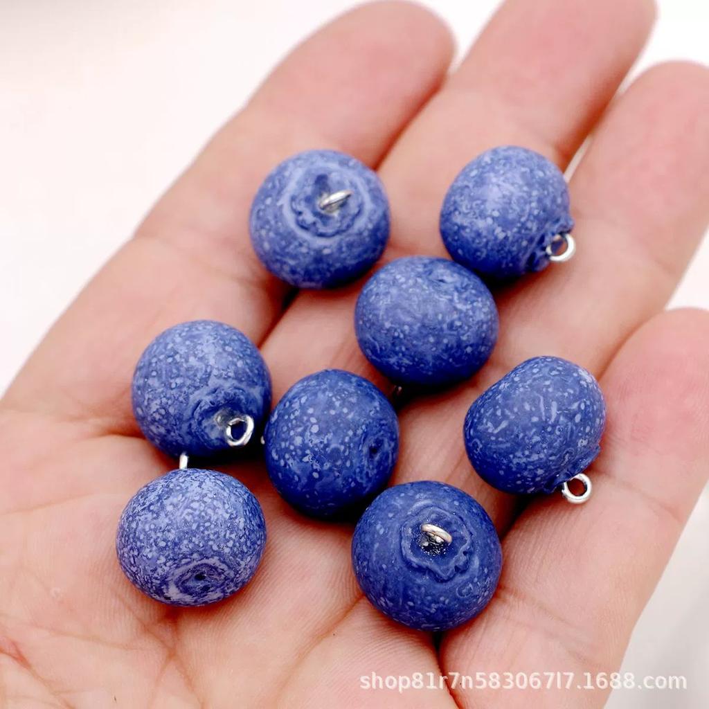 8 Stück Blaubeer-Form Niedliche Ornamente Frucht-Anhänger Schmuckherstellung DIY Halsketten Armbänder Ohrringe Schlüsselanhänger Zubehör