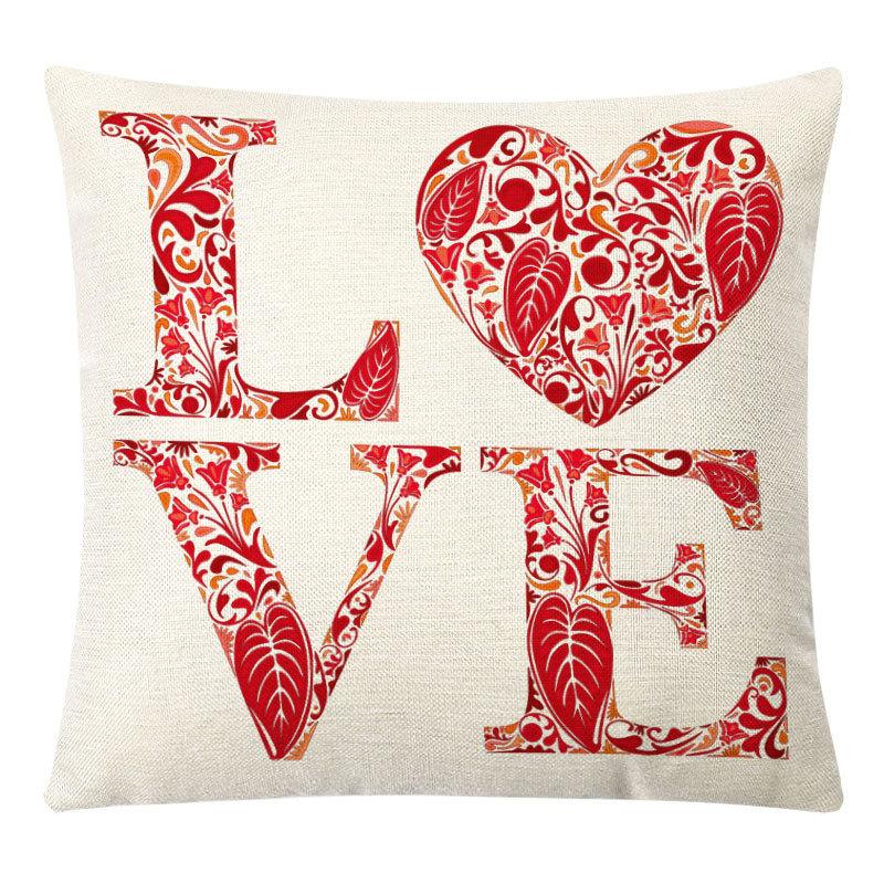 Valentine's Day Linen Pillow Case Couple Confession Supplies Office Home Cushion