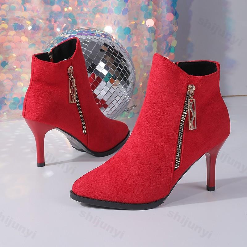 2026 Autumn Women Ankle Boots Thin Heel Zipper Casual Female Shoes Leather Boot Women High Heels Fashion Women Boots Botas Mujer