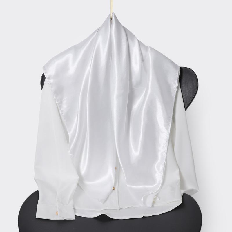 Classic solid color silk scarf women's trend versatile shawl simulation silk bag headscarf 90cm square scarf