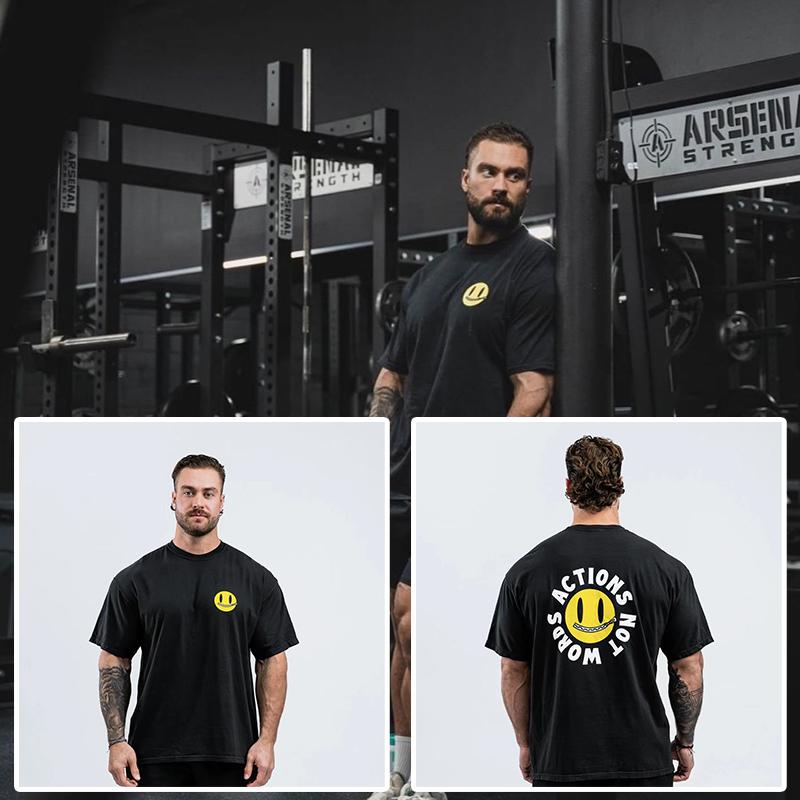 New Gym Fitness T-shirt Loose Oversized Cotton Men Short Sleeves Bodybuilding Sports Tees Summer Training Workout Jogging Tops