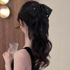 Fabric bow round bead fringed hairpin fashionable exquisite high sense grab clip temperament versatile simple headdress