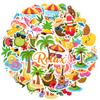 35pcs-50pcs Cartoon Tropical Stickers Playful Beach Stationery Stickers Summer Stickers For Laptop Motorcycle Luggage Phone DIY